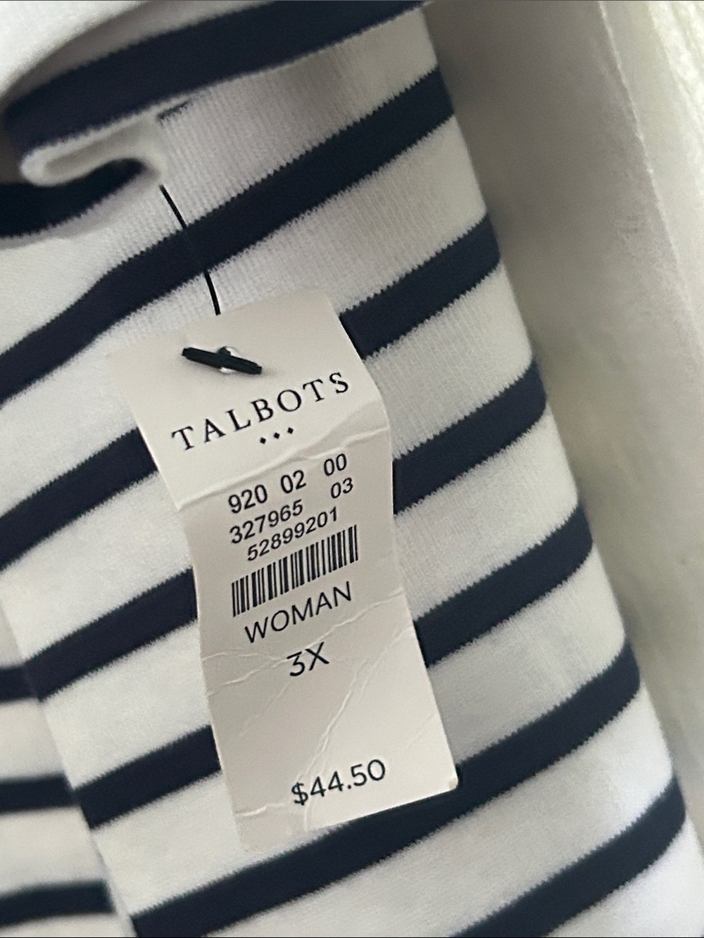 NWT Talbot’s woman black/white stripe v neck short sleeve tshirt size 3X - Picture 3 of 4